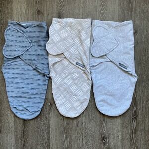 Lot of 3 SwaddleMe Original Swaddle Sleep Sack 0-3 Months Grey White Neutral
